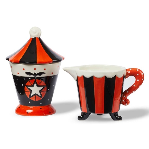 Discontinued Johanna Parker Carnival Cottage Ceramic Cream & Sugar Set - Picture 1 of 2